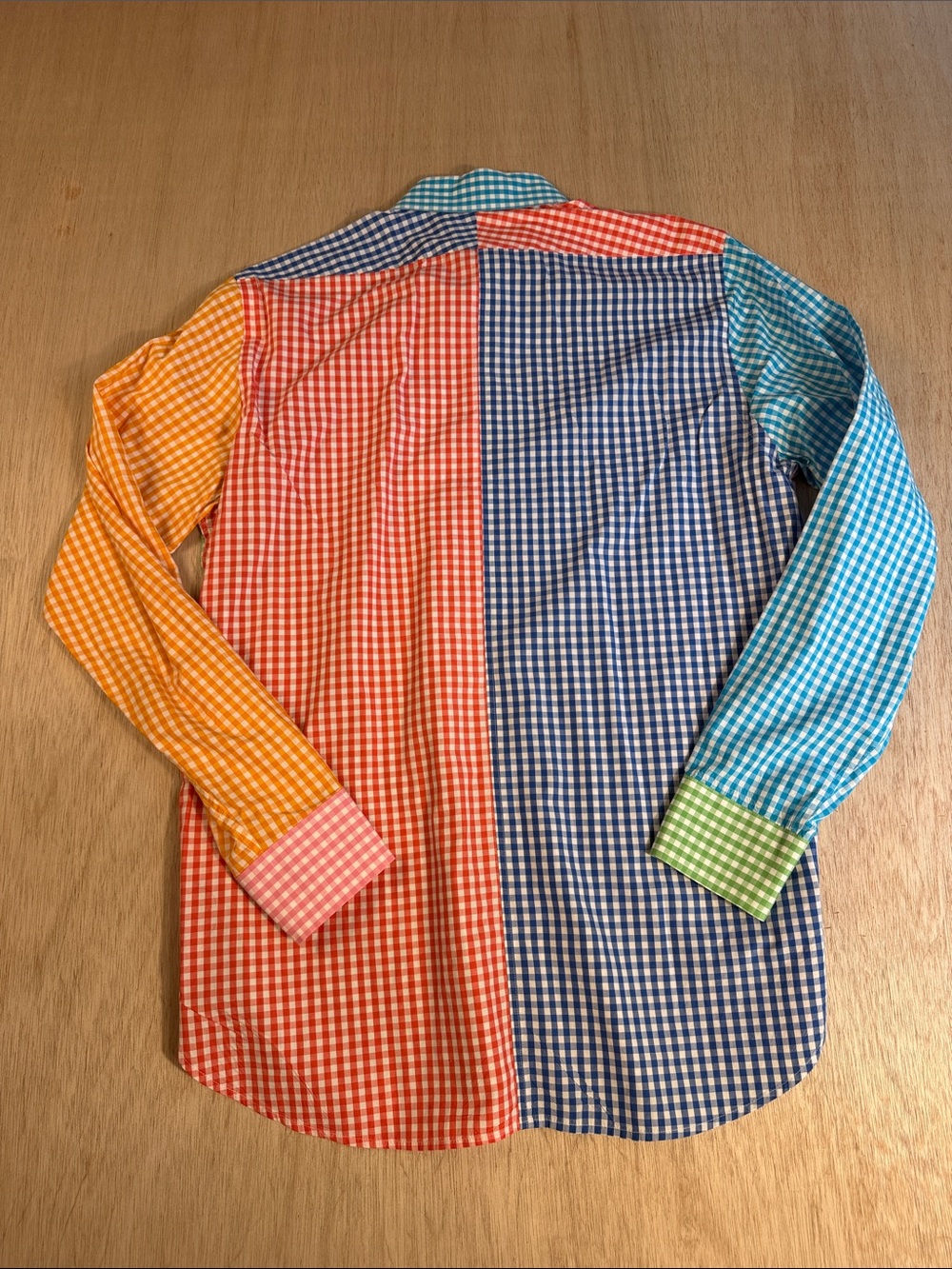 Lilly Pulitzer via Palm Beach Colorblock Gingham Button-Down Shirt Blue, Pink M - Picture 8 of 9